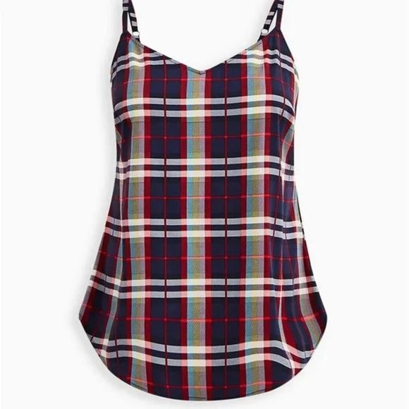 torrid Tops - NWT TORRID AVA CAMI - STRETCH CHALLIS PLAID NAVY